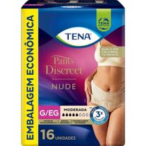 Roupa Íntima Descartável Tena Pants Discreet Nude Tamanho G/EG com 16 Unidades