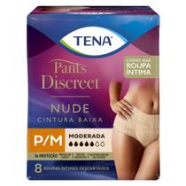 Roupa Íntima Descartável Tena Pants Discreet Nude Tamanho P/M com 8 Unidades