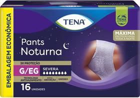 Roupa Íntima Descartável Unissex Tena Pants Noturna G/EG Absorção Intensa 16 unidades