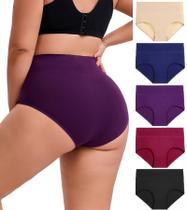 Roupa íntima Dlunsy Plus Size feminina de algodão de cintura alta 3GG Roupa íntima Dlunsy Plus Size feminina de algodão de cintura alta 3GG