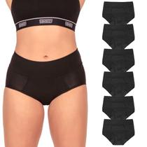 Roupa íntima feminina Bambody Heavy Flow, pacote com 6, preta, grande