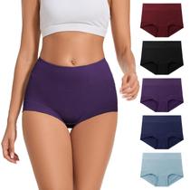 Roupa íntima feminina de algodão ALLBASE de cintura alta, pacote com 5 unidades, 3GG Roupa íntima feminina de algodão ALLBASE de cintura alta, pacote com 5 unidades, 3GG