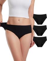 Roupa íntima feminina feminina ECO PERIOD Heavy Flow preta, pacote com 3