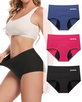 Roupa íntima feminina Gladbecke Heavy Flow, pacote com 3 unidades de algodão
