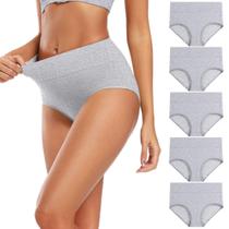 Roupa íntima feminina Molasus, algodão macio, cintura alta, cinza, tamanho 8