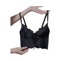 Roupa íntima fina feminina push-up sem fio sexy renda espinha de peixe sutiã