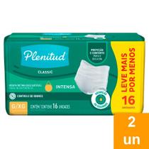 Roupa Íntima Geriátrica Plenitud Classic Intensa Tamanho G/XG - 2 Pacotes com 16 Fraldas - Total 32 Tiras
