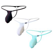Roupa íntima masculina com fio dental Gogobear, pacote com 3 unidades de seda gelada