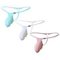 Roupa íntima masculina com fio dental Gogobear Sexy Ice Silk, pacote com 3 unidades M Roupa íntima masculina com fio dental Gogobear Sexy Ice Silk, pacote com 3 unidades M
