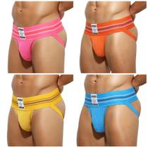 Roupa íntima masculina Jock Strap Arjen Kroos de alta elasticidade, pacote com 4 Roupa íntima masculina Jock Strap Arjen Kroos de alta elasticidade, pacote com 4