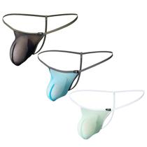 Roupa íntima masculina, tanga com fio dental, bolsa protuberante de malha transparente Roupa íntima masculina, tanga com fio dental, bolsa protuberante de malha transparente