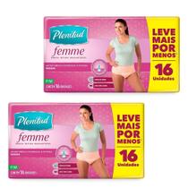 Roupa Íntima Plenitud Active Mulher Tamanho P/M - 2 Pacotes com 16 Fraldas - Total 32 Tiras