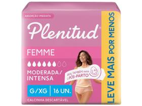Roupa Íntima Plenitud Femme Tamanho G/XG com 16 Unidades