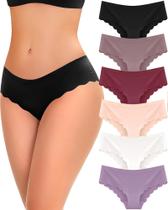Roupa íntima sem costura FINETOO para mulheres Low Rise Hipster, pacote com 6 Roupa íntima sem costura FINETOO para mulheres Low Rise Hipster, pacote com 6