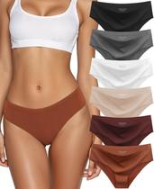 Roupa íntima sem costura Kiqnsam para mulheres No Show Hipster, pacote com 6