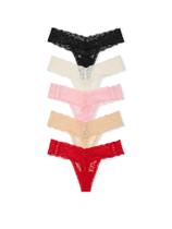 Roupa íntima tanga Victoria's Secret Lace para mulheres (L), pacote com 5