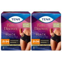 roupa íntima tena pants discreet black solução para mulher com incontinência urinária 16un tam p/m