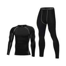 Roupa Íntima Térmica Masculina para Inverno - Conjunto de Camiseta e Legging de Fitness