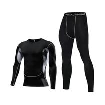 Roupa Íntima Térmica Masculina para Inverno - Conjunto de Camiseta e Legging de Fitness