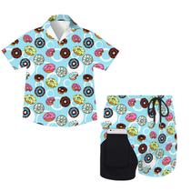 Roupa Juload Blue Donut Boys Hawaiian Beach Summer Tamanho GG
