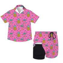 Roupa Juload Pink Pineapple Hawaiian Boys, 2 peças, tamanho GG Roupa Juload Pink Pineapple Hawaiian Boys, 2 peças, tamanho GG