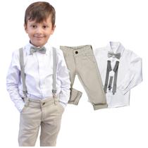 Roupa Juvenil Social Masculino Batizado Casamento Gravata E Suspensório Varias Cores - Envio Já