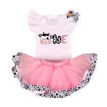 Roupa KALWAR: macacão de vaca para bebês e meninas de 1º aniversário e saia