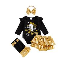 Roupa Kavousa New Years Baby Girl Romper e saia tutu 3-6M Roupa Kavousa New Years Baby Girl Romper e saia tutu 3-6M