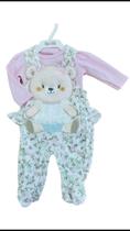 Roupa Macacão Malha Infantil Bebê Body Manga Longa Bordado Frontal Ursinha Macio Upi Uli Roupa Macacão Malha Infantil Bebê Body Manga Longa Bordado Frontal Ursinha Macio Upi Uli