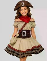 Roupa Maria Bonita Infantil Fantasia Cangaceira Luxo Com Chapéu Vestido Junino Quadrilha Roupa Maria Bonita Infantil Fantasia Cangaceira Luxo Com Chapéu Vestido Junino Quadrilha