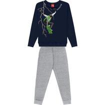 Roupa Masculina Infantil Casaco Estampado Manga Longa Calça Skate Kyly Conjunto Moletom Quentinho