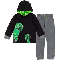 Roupa Minecraft Creeper Little Boys com capuz e calças de lã