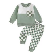 Roupa MozikQin Toddler Baby Boy Girl, bloco de cores quadriculado Roupa MozikQin Toddler Baby Boy Girl, bloco de cores quadriculado