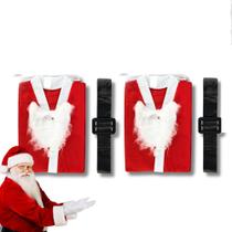 Roupa Papai Noel Completa Feltro Tamanho Unico 2 uni Blusão Calça Gorro Cinto Barba Fantasia Natal