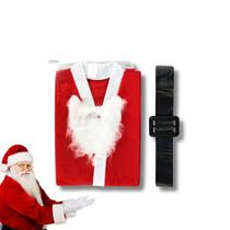 Roupa Papai Noel Completa Feltro Tamanho Unico Blusão Calça Gorro Cinto Barba Fantasia natal