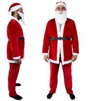Roupa Papai Noel de Luxo Veludo Natal 5 Peças Natalino Adulto Fantasia Completa Familia Festa Confraternizaçao Fim de Ano Reuniao