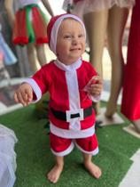 Roupa Papai Noel Infantil com gorro incluso Vermelho ou Verde Ajudante papai noel