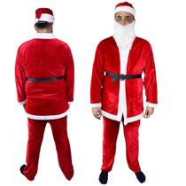 Roupa Papai Noel Luxo 5 Peças Natal Fantasia Natalina Roupa Completa Adulto Brilhante Roupa Papai Noel Luxo 5 Peças Natal Fantasia Natalina Roupa Completa Adulto Brilhante