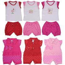 Roupa Para Bebê Menina Camiseta e Macacão Kit Com 9 Peças