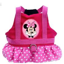 Roupa para Cachorro Coleira Peitoral Vestido pra Femea da Minnie Rosa