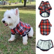 Roupa Pet Inverno Casaco para Cachorros Flanelado Xadrez Marinho Forrado com Fleece Pelucia Roupa Pet Inverno Casaco para Cachorros Flanelado Xadrez Marinho Forrado com Fleece Pelucia