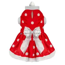 ROUPA PET PARA CÃES VESTIDO DE BOLINHA BRANCA NATAL tamanho M