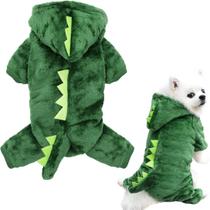 Roupa Pijama em Pelúcia Dinossauro para Pet P N.01 Verde