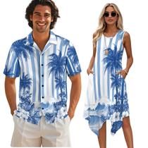 Roupa que combina com a estampa azul Palm Ocean Wave da ADDITDO