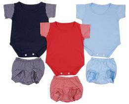 Roupa Recém-nascido Menino Body Tapa Fralda Kit Com 6 Peças