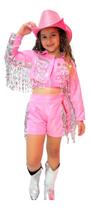 Roupa Rosa Castela Boiadeira Fantasia Infantil country Chapéu