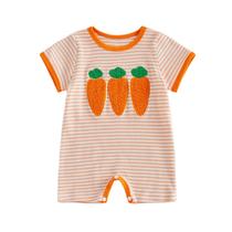 Roupa Rourufy Easter Baby Boy, bordada de cenoura, listrada 0-3M Roupa Rourufy Easter Baby Boy, bordada de cenoura, listrada 0-3M