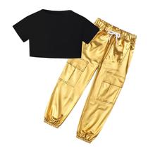 Roupa Sangtree de 2 peças para meninas preta de manga curta 9-10Y