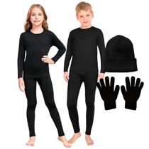 Roupa Termica Infantil Kit Blusa e Calça Frio Segunda Pele Forrado + Gorro Touca + Luva