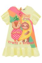 Roupa Vestido Infantil Menina Meia Malha Manga Curta Estampa Animaizinhos Love Fresh Kukiê Roupa Vestido Infantil Menina Meia Malha Manga Curta Estampa Animaizinhos Love Fresh Kukiê